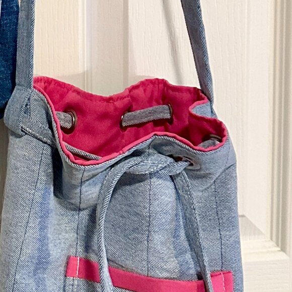 BUNDLE (2) New Hand Made Blue Jean Casual Everyday Shoulder Bag Handbag Boho - Picture 12 of 16